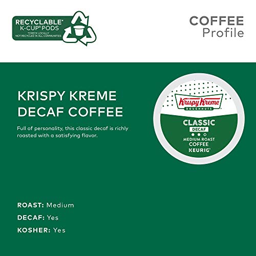 Krispy Kreme Classic Decaf, Single-Serve Keurig K-Cup Pods, Medium Roast Coffee Pods, 72 Count