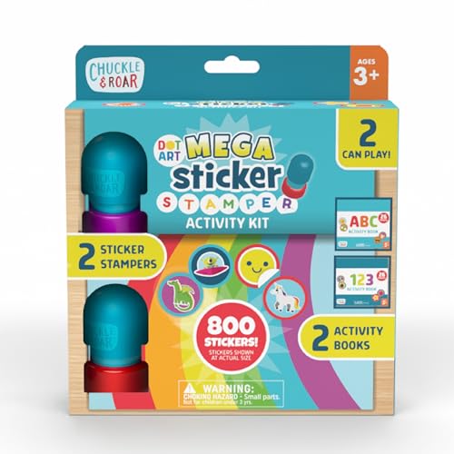 Chuckle & Roar Mega Sticker Stamper Activity Kit with 800 Stickers 2 Activity Books (ABC & 123) & 2 Reusable Stampers Arts & Crafts Learning Travel Toy for Kids Ages 3+