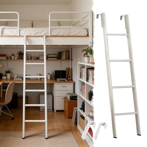 Scaletta Letto a Castello Scaletta per Letto Singolo per Soppalco, 116/130/140/150/160/170/180/185cm Scala per Letto A Castello per Camper con Piedini Antiscivolo Gancio, Scale Laterali(116cm/45')