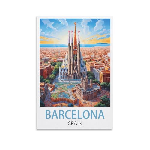 CYYHGEE Poster vintage sur toile Barcelone Espagne Décoration murale pour salon 20 x 30 cm