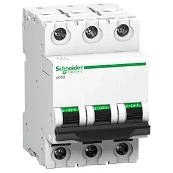 Schneider ACT 9 20A 3 Pole MCB, White, Standard (A9N3P20C)