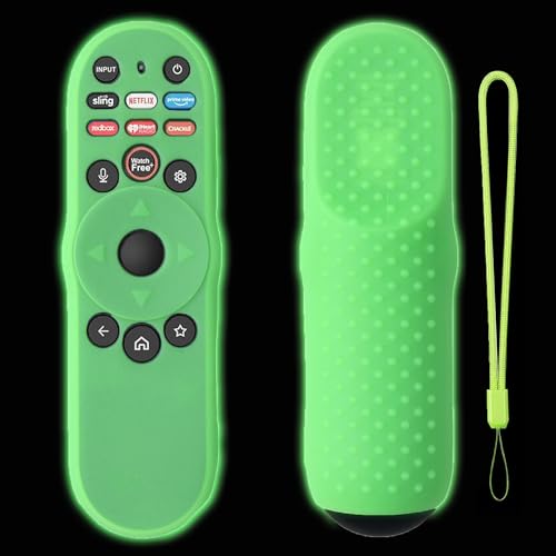 Image of Silicone Case for Vizio TV Remote XRT270, TOKERSE Cover Compatible with VIZIO XRT270 Smart TV Remote Control Anti Slip Shockproof Protective Sleeve Skin with Lanyard Glow in The Dark - Green