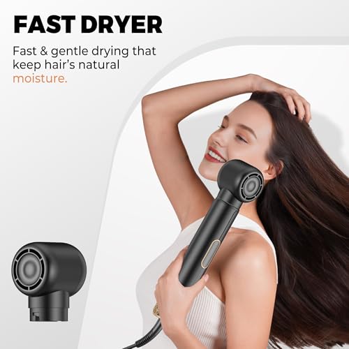 Image of Blow Dryer Brush 5 in 1 Set,Negative Ion Air Curling Wrap Air Curler, Hot Air Styler Round Brush Blow Dryer Curling Iron Hair Styling Tools Gift for Dry,Volumize, Straight,Curl,100-120V
