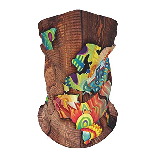 hat Outdoor Silk Headband Bohemian World Map On Wooden Rustic Planks Background Creative Abstract Countries Print Multicolor Reusable Neck Gaiter Face Scarf