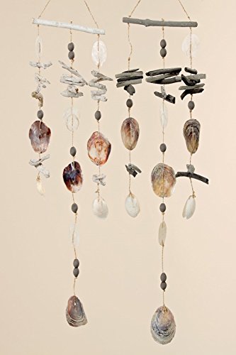 Preisvergleich Produktbild Capiz Muschel Girlande Mobile Treibholz Windspiel weiß oder braun Stückpreis