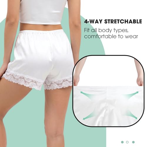 Image of MANCYFIT Satin Bloomers for Women, Lace Hem Slip Shorts