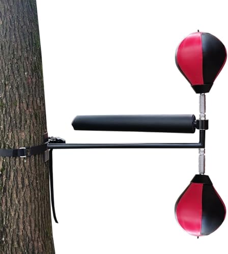 Wing Chun Dummy for Martial Arts Training, Wing Chun Dummy Wing Chun Leather Dummy with Spring Stakes, 2 Speed Balls Trainer Tied to Trees, 360° Rotating Rod for Martial Arts Training, Outdoor Bundle