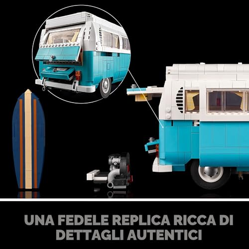 Volkswagen T2 Camper Van 10279 Building Kit; Build a Displayable Model Version of The Classic Camper Van (2,207 Pieces) - Lego - Immagine 2