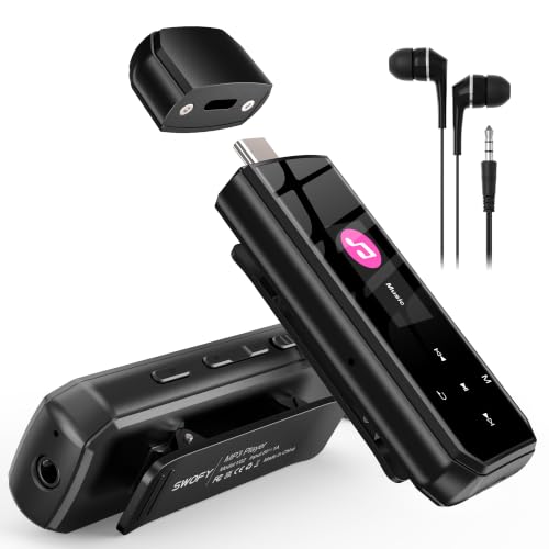 Image of SWOFY V02 MP3 Player with Bluetooth,32GB Music Player with 250mAh Lithium-Polymer Battery Black