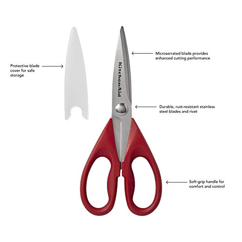 image for KitchenAid All Purpose Shears with Protective Sheath, 8.72-Inch, Red, 