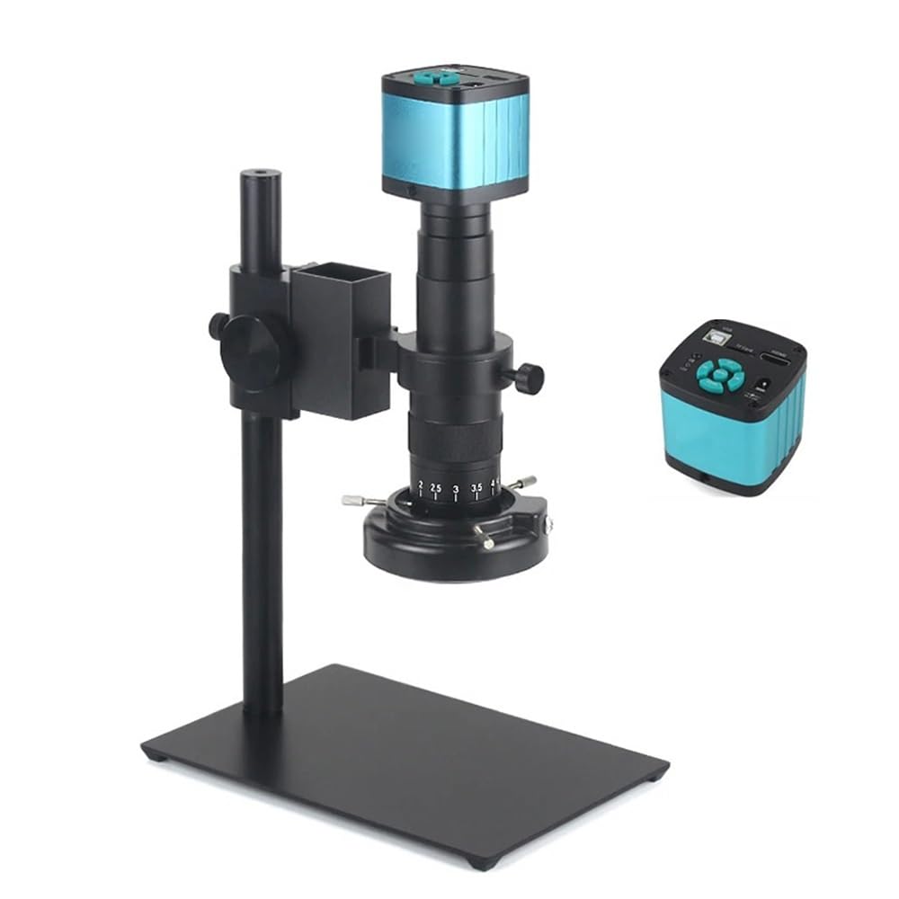 Microscope 48MP 4K 2K HDMI VGA Industrial Digital Video Microscope Camera Monocular 120X 180X 300X Zoom C-Mount Lens for Repair Soldering(A 4k HDMI USB,120X)