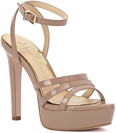 Jessica Simpson Women's Balinah 3 Faux Leather Platform Heeled Sandal Tan 9.5 | Image 1