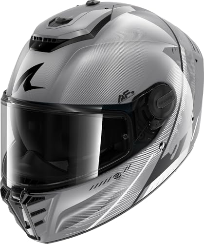 Casque intégral SHARK Spartan RS Speed-Tech SWK au design aérodynamique argent et noir XS
