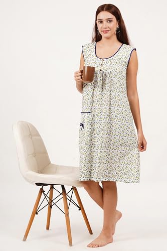 Image of Breezly Woman's Long Short Calf Length Pure Cotton Nighty