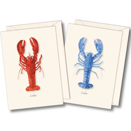 Image of Earth Sky + Water - Lobster Assortment Notecard Set - 8 Blank Cards with Envelopes (4 each of 2 styles)