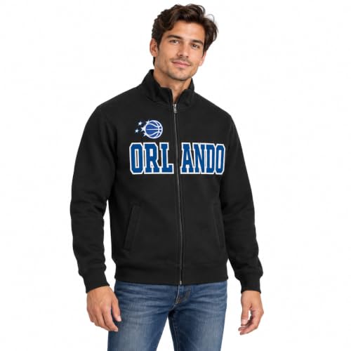 Blue 84 Orlando Magic NBA Officially Licensed Full Zip Sweatshirt Twill Applique Embroidery Shield, Large Team Color