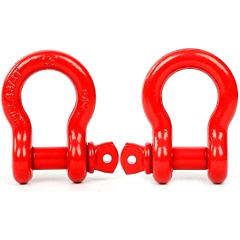 FreeTec 3/4" (2 Pack) D-Ring Shackle, 4 3/4 tons WLL (9,500 Lbs), Heavy Duty Galvanized D Ring for Jeep Vehicle Recovery (Red) Cover
