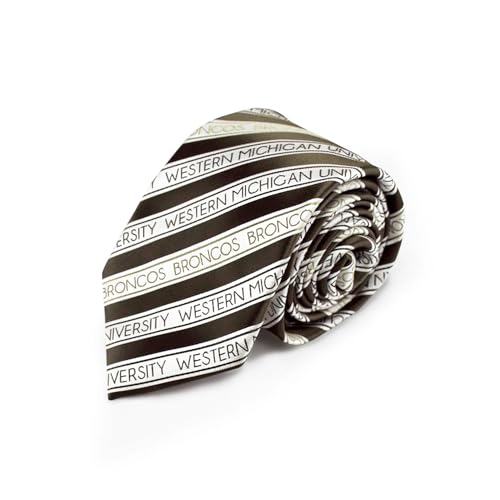 WMU Men's Striped Tie by Fan Frenzy Gifts | Officially Licensed Western Michigan University Broncos Tie | NCAA Sports Ties for Men | Machine-Washable Neckties Made of Microfiber