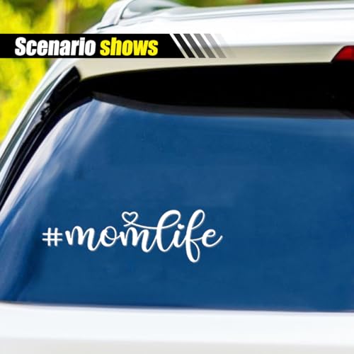 Image of Smilfuy 7 inch x 2 inch Mom Life Car Vinyl Decal Sticker, Waterproof Bumper Sticker for Women, New Moms, Cute Decorative Mom Life Sticker for Cars, Trucks, SUVs, Windows, Laptops, Walls (White)