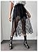 BEAUDRM Women's Floral Lace Sheer Skirt High Waisted A Line Midi Skirts Beach Cover-ups Mesh Streetwear Y2K Skirts Black X-Large