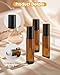 Worldgsb 12 Pack Essential Oil Roller Bottles, 10ml Refillable Amber Glass Roller Bottles with Stainless Steel Roller Balls and Caps for Travel, Perfume and Lip Gloss
