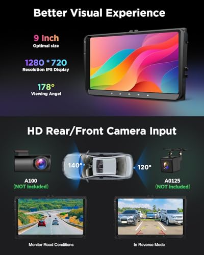 Eonon 9 Zoll Android 13 Autoradio für VW T5 Golf VI/V Polo Touran Kompatibel mit SEAT Skoda 2+32GB CarPlay Android Auto GPS Bluetooth USB EQ WiFi Bildschirmspiegelung SWC VWA13