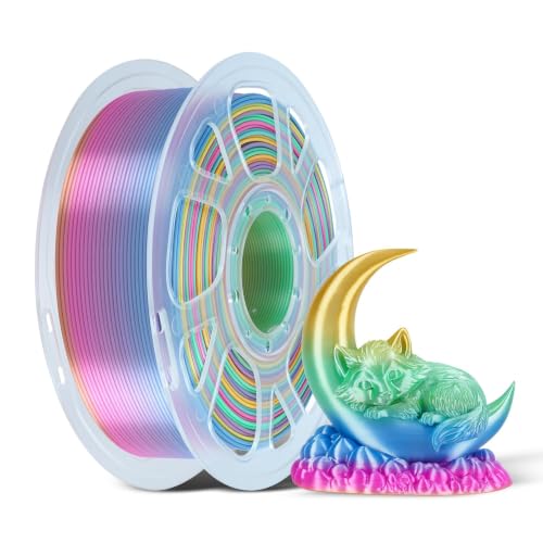 Image of kingroon Rainbow PLA Filament 1.75mm, 1kg Spool (2.2lbs), Fast Color Change Pastel Silk PLA 3D Printer Filament, Dreamy Multicolor Filament + /- 0.02mm, Fit Most 3D Printers(Rainbow)