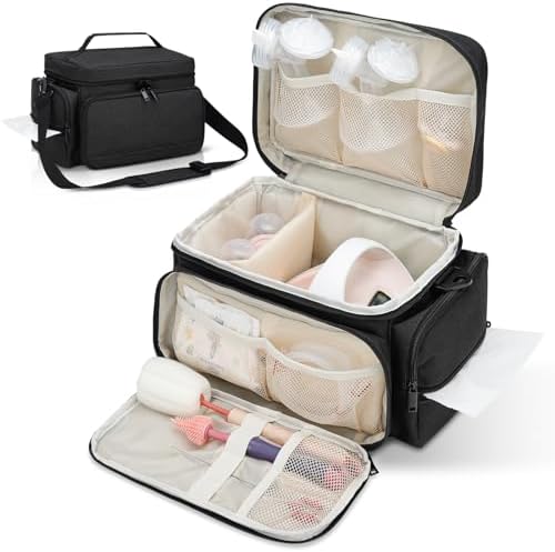 Amazon Breast Pump Bag Fit for Spectra S1 and S2 Pumping Bag with Waterproof Mat for Pump Accessories Portable Pump Carrying Case for Work Travel and Family Use Black Baby