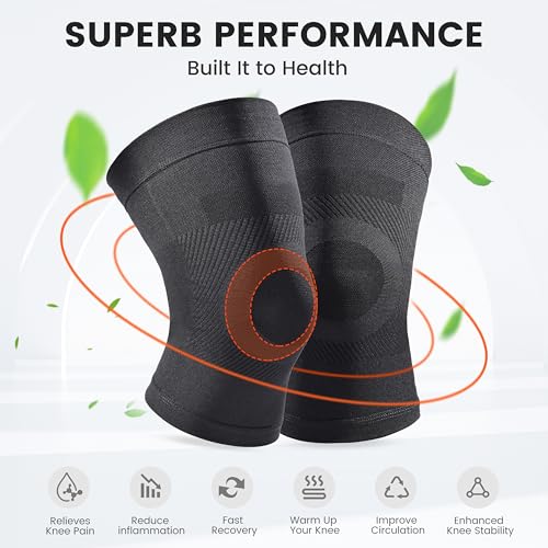 Image of Knee Compression Sleeves, 1 Pair, Can Be Worn Under Pants, 20-30mmHg Strong Support Knee Brace for Unisex, Knee Support for Meniscus Tear, Arthritis, Pain Relief, Injury Recovery, Daily Wear,Black 3XL