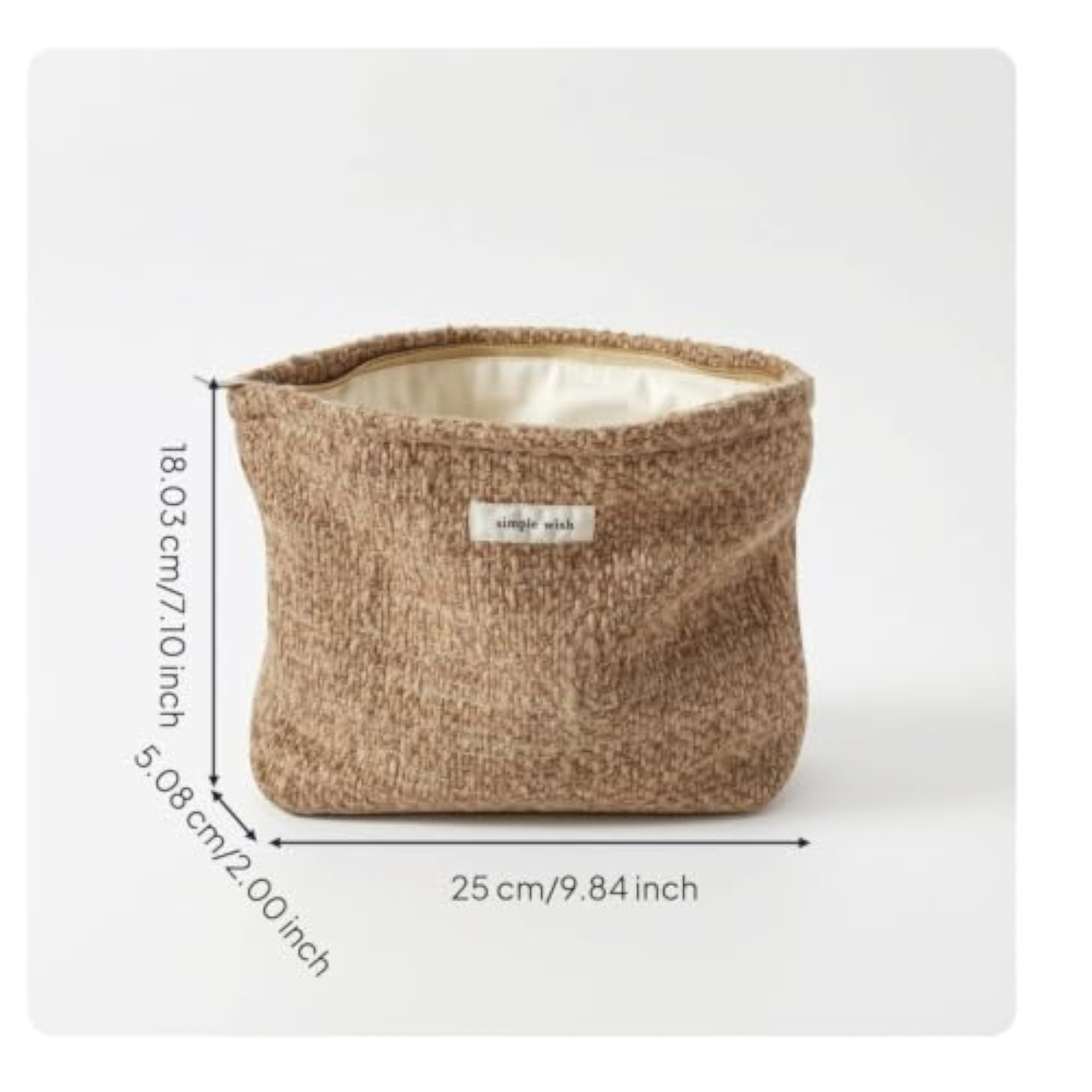 Textured Tweed Pouch with Zipper, Compact Makeup Bag