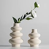 Pampasgras Vase für die Perfekte Dekoration: Die Keramikvase im Donut-Design für Boho-Heimdekoration ist der perfekte Mittelpunkt für alle Gelegenheiten, Hochzeit, Wohnzimmer, Schlafzimmer, Esszimmer, Couchtisch, Flur, Regal, Kaminsims, Büro, etc.