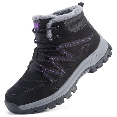 MAIZUN Women’s Snow Boots Warm Fur Lined Ankle Boots Lace-Up Anti-slip Cold-Resistant Comfor Winter Boots Outdoor Walking Shoes(Size 9.5) Cover