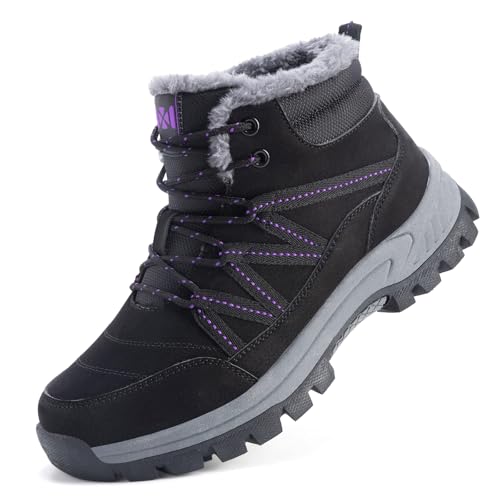 Women’s Snow Boots Warm Fur Lined Ankle Boots Lace-Up Anti-slip Cold-Resistant Comfor Winter Boots Outdoor Walking Shoes