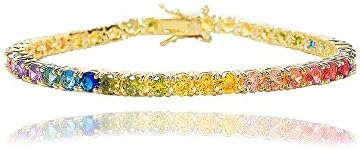 NYC Sterling Women's 4mm Cubic Zirconia Round Rainbow Pride Collection Tennis Bracelet