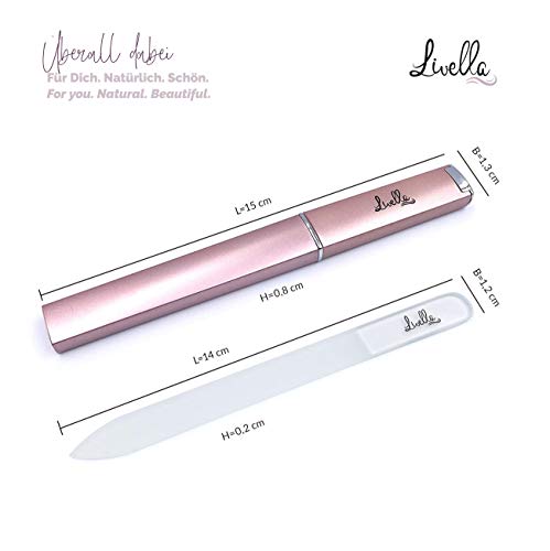 Livella Kristall-Glasnagelfeile – Etui Roségold - Nagelfeile besonders schonend und sanft zu Fingernägeln - Maniküre… – Bild 8