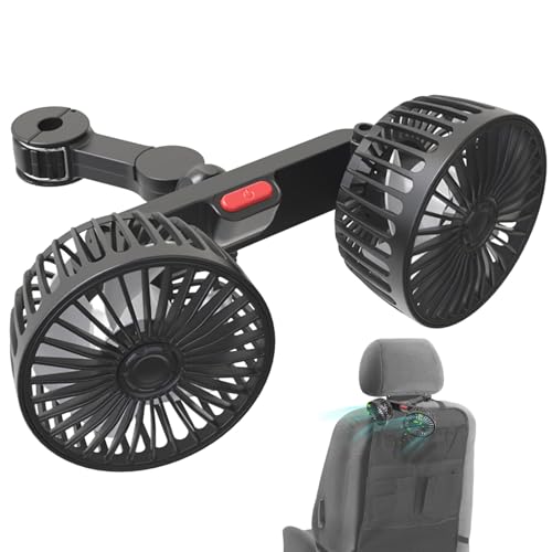 Ventilador Para Bebé,Ventilador Para El Asiento Trasero Del Coche | Rotación De Treinta Y Seis Grados Con Dos Cabezas Velocidades Ajustable Para Camping Carro De Golf Cinta De Correr