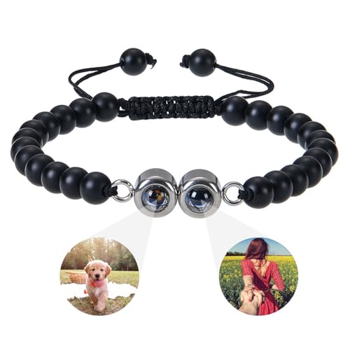 Custom Bracelet with 2 Picture Inside Personalized Photo Bracelet Memorial Gifts for Couples Women Men Mothers Day Fathers Day Birthday Anniversary