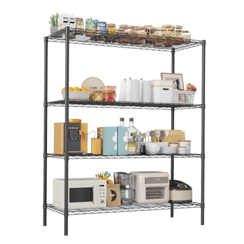 Image of GarveeTech Heavy Duty Garage Shelving Unit, 48 in L x 20 in D x 60 in H, Adjustable Wire Shelving Unit, 1200 LBS Load Capacity, 4-Tier Durable Metal Shelves for Garage, Pantry, Basement, Workshop