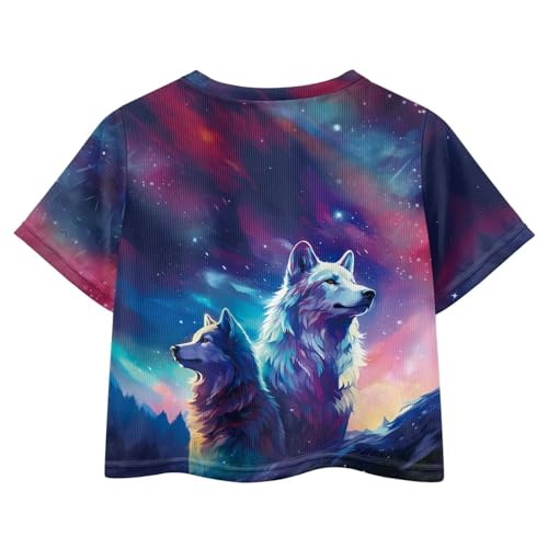 Image of Girls Crop Tops Cute Short Sleeve Shirts Fashion Tees for Kids Casual Crewneck Blouses Size 8-16 Years