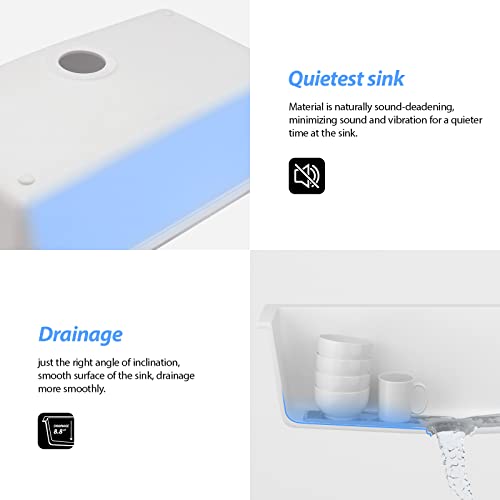 White Granite Sink 33 Inch - Lordear 33 X 19 Undermount Kitchen Sink Quartz Granite Composite White Deep Single Bowl Under Counter Kitchen Sinks #TOP5