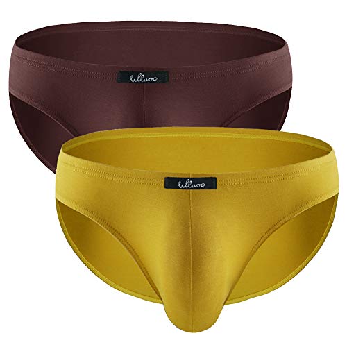WLLWOO - Calzoncillos para hombre, de talle bajo, elásticos, sexy, de secado rápido, ropa interior, a rayas, para aficionados atléticos, paquete múltiple, Amarillo marrón, XX-Large Cover