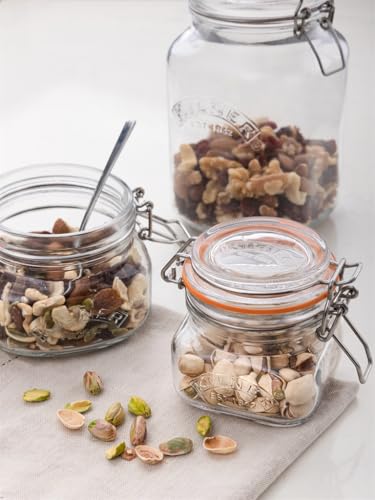 Image of Kilner Premium 250ml Airtight Leakproof Square Glass Jar with Clip Top Lid or Spices, Sauces, Chutneys, Baby Food, Honey, Ghee | Kitchen Storage Reusable BPA Free Glass Container