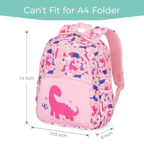 Choco Mocha Dinosaur Backpack for Girls, Toddler Backpack for Little Girls Age 3 4, Kids Small Backpacks School Bag 12 Inch, Pink3