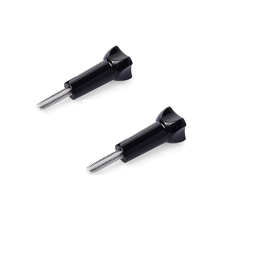 HIFFIN Long Thumbscrew with Cap Thumb Screw Stainless for Go Pro Accessories Monopod Handhold Stick Mount Compatible with All Go Pro Hero Cameras Black - Set of 2 Piece