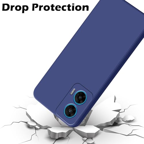 Image of amazon basics Back Cover for Moto G96 5G | Ultra Slim Soft Rubberised Case | Matte Silicone Flexible Mobile Case | Camera Protection - Blue