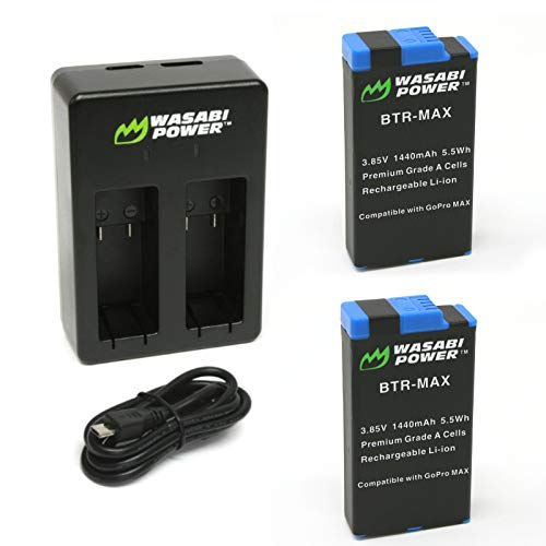 Wasabi Power GoPro MAX Battery (2-Pack) and USB Dual Charger for GoPro MAX