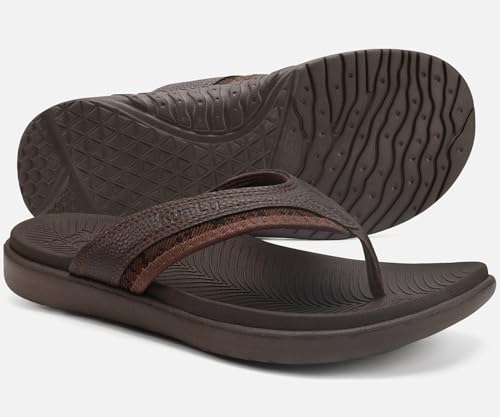 Kuailu Mens Leather Sport Flip Flops Comfort Orthotic Thong Sandals With Plantar Fasciitis Arch Support For Outdoor Summer thumb #4