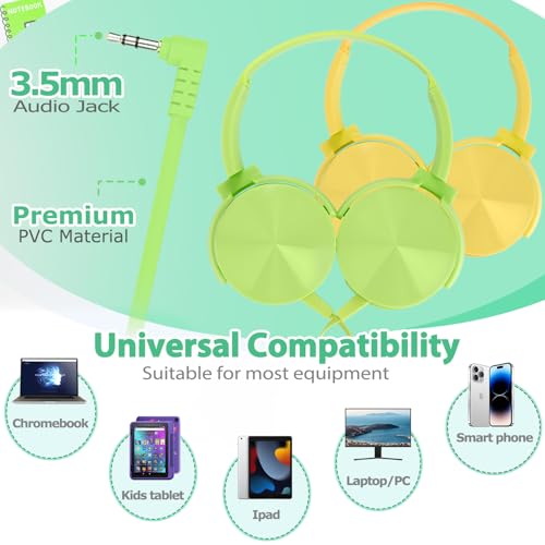Ladont 2 Pack Kids Headphones for School Classroom K-12, Swivel Foldable, HD Stereo, 3.5mm Jack Wired Headphone for Kids Children Student (Blue+Pink) - image 4