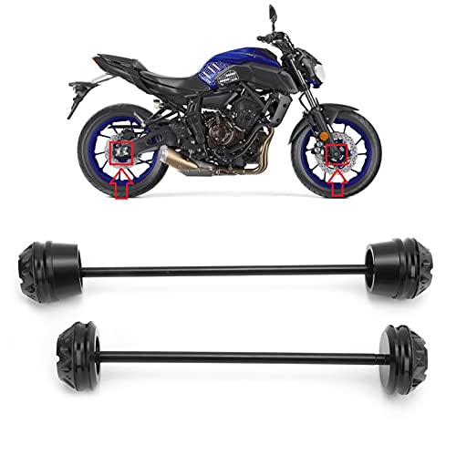 Aramox Vorderrad Hinterrad Gabel Axle Sliders Sturzschutz Rad Gabelschutz Kompatibel mit MT07 FZ07 XSR700