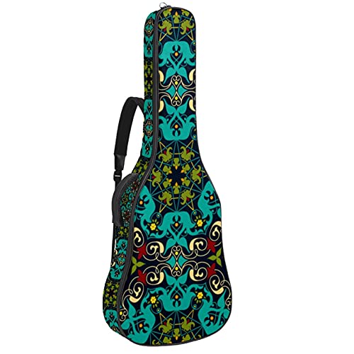 Housse guitare basse et folk vert psychédélique à fermeture éclair